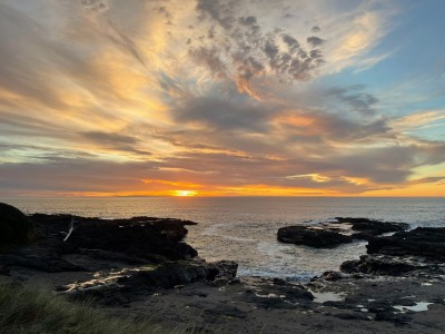 Calm sea and beautiful sunset.
