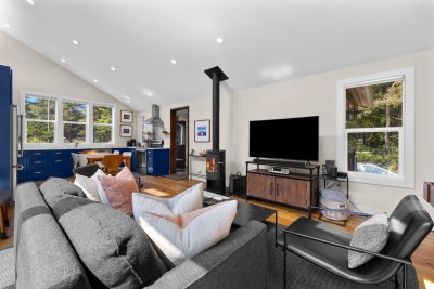 Living room, Smart TV, Morso woodstove.