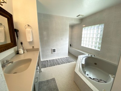 Master bathroom suite - large jacuzzi tub for two, walk in tile shower