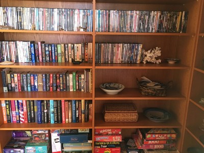Library of books, DVD's and games